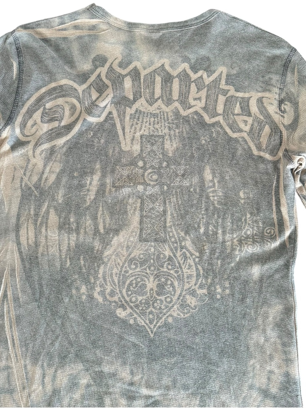 Y2K Departed Gothic Cross cyber Grunge Long Sleeve Shirt Mall Goth Biker